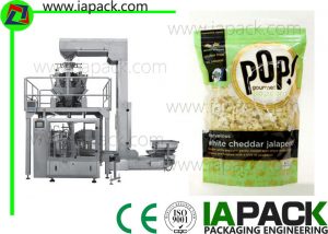 Popcorn Premade Pouch Mengisi Sealing Machine Dengan Skala Multi Kepala