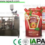 mesin kemasan pasta tomat, poly pouch kemasan mesin kontrol PLC